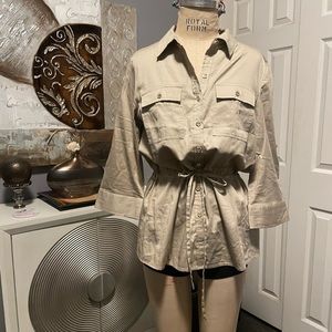 MICHAEL Michael Kors 3/4 Length Sleeve Cargo/Utility Button Up Blouse (Size 8)